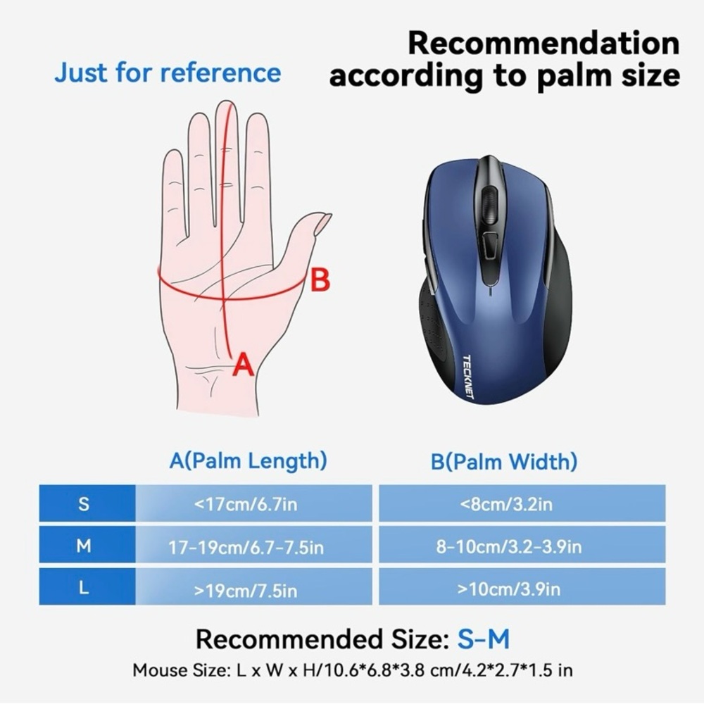 🆕 TECKNET Navy Wireless Mouse - Picture 3 of 9